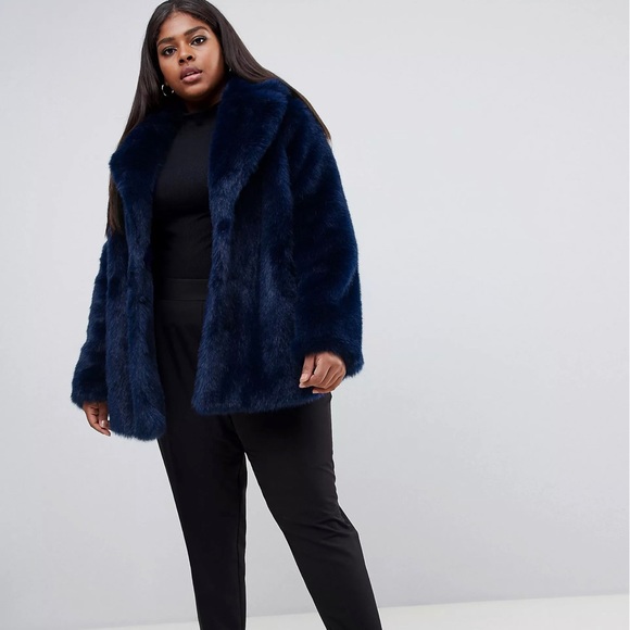 ASOS Jackets & Blazers - NWOT ASOS Royal Blue Fur Coat - Size 0